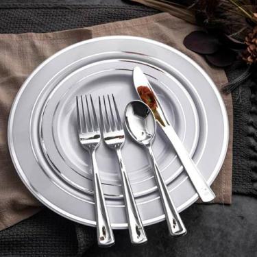 Imagem de Garfo Sobremesa 14cm Descartáveis de Luxo em Plástico 8 unidades - udl