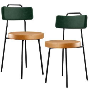 Imagem de Kit 2 Cadeiras Cozinha Sala Jantar Barcelona L02 Facto Verde Musgo Couríssimo Whisky - Lyam Decor