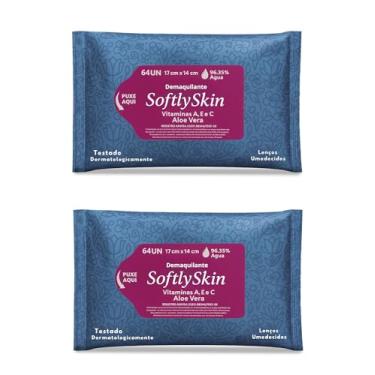 Imagem de 128Un Demaquilante Lenço Umedecido Softly Skin - Com Vitamina E - Suave e Eficiente para Remover Maquiagem e Impurezas