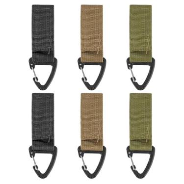 Imagem de TOCCOOL Clipe de gancho tático de 6 peças - Mosquetão de fita de gancho mágico para equipamentos de acampamento, mochila, caminhadas, pesca, bolsas táticas de caça, acessórios (preto/cáqui/verde