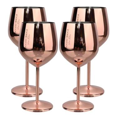 Imagem de Jagged Ridge Wine Rooms Taça de vinho de aço inoxidável com haste de ouro rosa - taça de vinho de aço elegante para festas, piqueniques e ocasiões especiais - Feita para todos os entusiastas de vinho
