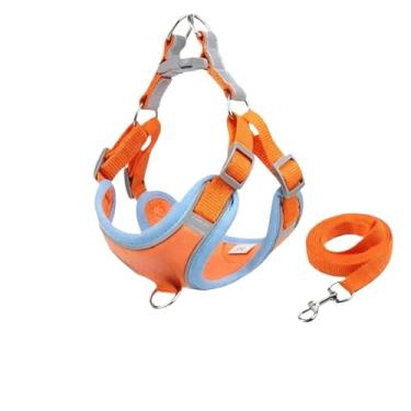 Imagem de Coleira Peitoral Gato, Conjunto De Guia Coleira Tipo Colete Para Pet Pequenos E Médios(Laranja,S/2-3 Kg)