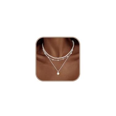 Imagem de LULII Colares de pérolas para mulheres, banhado a ouro 14 K, colar de pérola simples, margarida, pérolas, gargantilha fofa de ouro, conjuntos de joias para mulheres, presentes modernos, Small, Latão