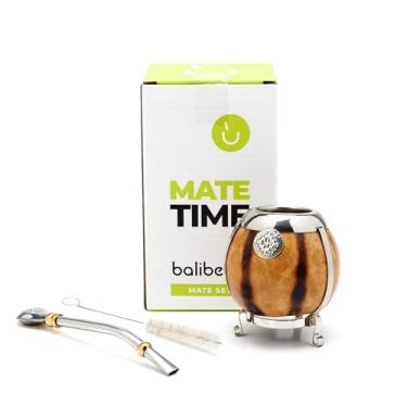 Imagem de BALIBETOV [Novo conjunto de cabaça de erva mate artesanal - acabamento e base em prata alemã - [copo mate] com bombilla [palha de erva mate] (NATURAL)