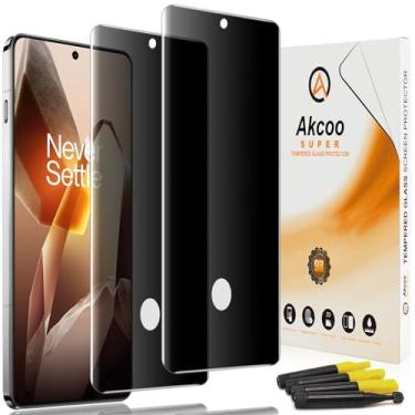 Imagem de Akcoo Protetor de tela de privacidade para OnePlus 13, conjunto UV de vidro temperado - pacote com 2, anti-espião, proteção total de ponta a ponta, compatível com impressão digital, toque sensível