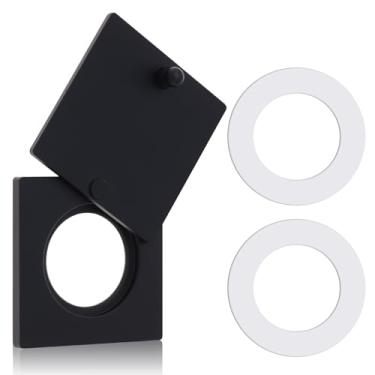 Imagem de HOJLKLD Capa de olho mágico, cobertura quadrada de latão sólido para visor de porta de 1,5 cm de diâmetro, capa de orifício de porta com fita autoadesiva dupla face (1, preto)