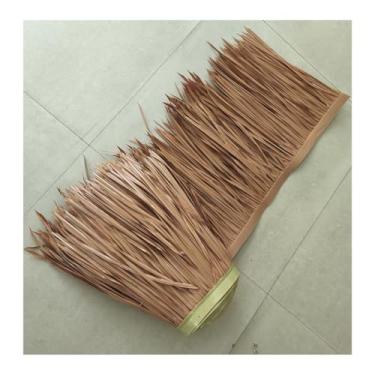 Imagem de Rolos de palha de palmeira, feito à mão, rolo de palha de palmeira, telha de palha artificial, telhado de palha, plástico, grama falsa, palha de simulação de resina (amarelo g, 0,5 x 1 m/1,64 x 3,8 m)