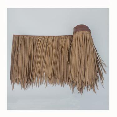 Imagem de Rolos de palha sintética para telhado Tiki Bar, rolo de palha de palmeira de palha de longa duração, capa de guarda-chuva de telhado de grama Tiki Hut Mini Bar e guarda-sol de pátio (amarelo, 0,5 x 2