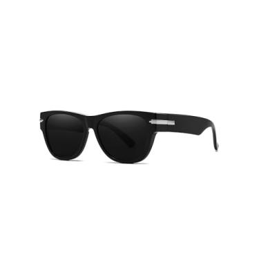 Imagem de Óculos de sol polarizados Fit Over Glasses para mulheres e homens com design quadrado elegante, Preto/cinza