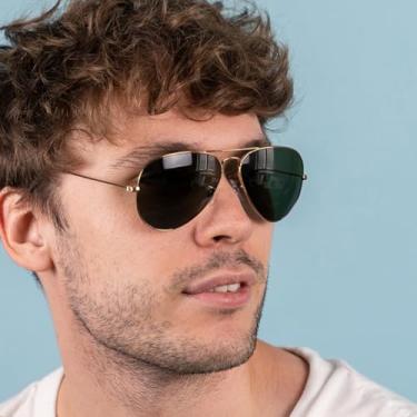 Imagem de Óculos de sol aviador clássicos para homens e mulheres, lentes polarizadas retrô para dirigir, Armação dourada/lente G15