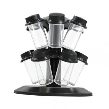 Imagem de KiBcsLic Prateleira giratória para temperos com potes, antiderrapante, fácil acesso, à prova de poeira, organizador para armário, sala de jantar, despensa