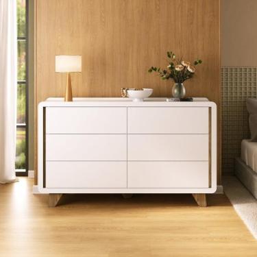 Imagem de Cômoda 6 Gavetas 100% Mdf Premium com Corrediças Telescópicas e Pés El