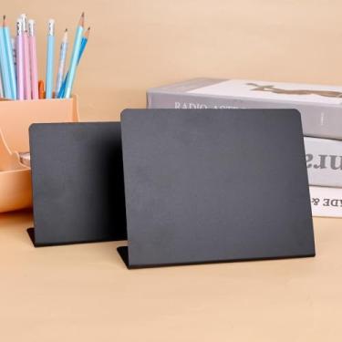 Imagem de 1 peça de mesa portátil pequeno quadro negro em forma de L preço cartão mini quadro de mensagens multiuso material de escritório, preto 01,100 * 75 mm