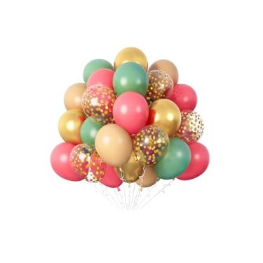 Imagem de Pacote com 30 balões de látex fúcsia, verde abacate, pêssego, 30 cm com fitas para aniversário, casamento, chá de bebê, formatura, noivado, revelação de gênero, aniversário, Natal, decorações de