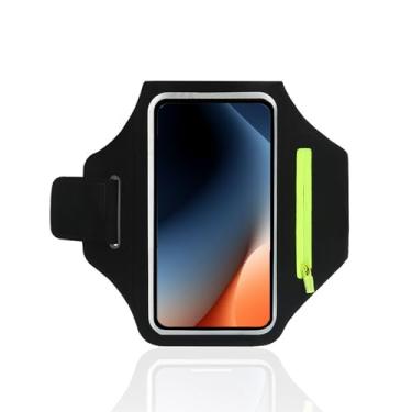 Imagem de Braçadeira de corrida com bolsa de fone de ouvido, braçadeira de celular resistente à água para iPhone 16 15 Pro Max 14 Plus, capa esportiva para celular de 6,8 polegadas