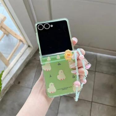 Imagem de Capa para Galaxy Z Flip5, capa de celular engraçada e fofa com dobradiça e corrente, desenho animado, rígida (para Galaxy Z Flip5/capa com pingente)