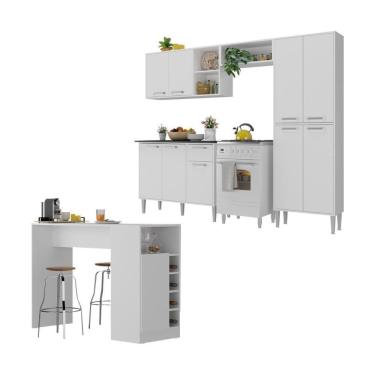 Imagem de Armário De Cozinha Com Bancada Americana Xangai Multimóveis Mp2203 Branco Branco