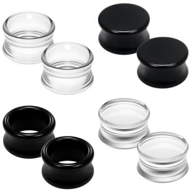 Imagem de Yaalozei 6G-30 mm alargador duplo acrílico alargador alargador alargadores alargadores alargadores sela túneis ocos extensores brincos para homens mulheres lóbulo preto transparente alongamento