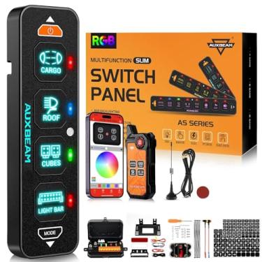 Imagem de Auxbeam Painel De Interruptor Fino De 4 Gangues Bluetooth Rgb As-400 Com Aplicativo E Controle Remoto Sem Fio, Interruptor De Alternância Momentâneo Pulsado, Regulável, Com Luz De Fundo, Caixa De I