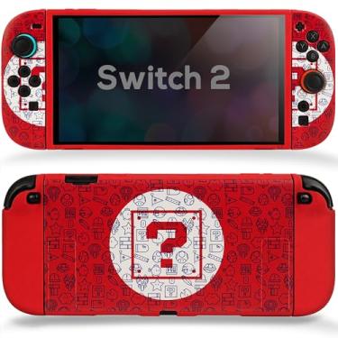 Imagem de TIKOdirect Protective Case for Switch 2, Protected by Soft Full Skin Cover with Pretty Cute Pattern, Silicone Slim Shockproof Back and Grip Case for Switch 2, Red