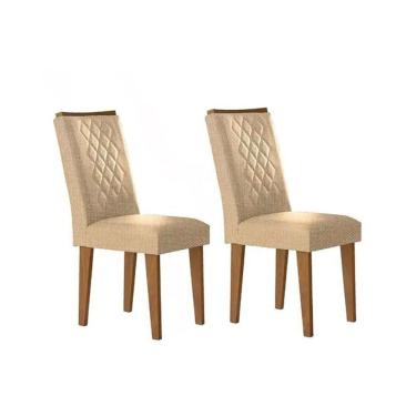 Imagem de Kit 2 Cadeiras De Cozinha Jade Madeira Capuccino-linho Bege Turim - Rufato