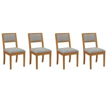 Imagem de Cadeira De Cozinha Alice Kit 4 Un Carvalho Linho Cinza A056