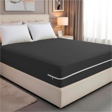 Imagem de Capa de Colchão Solteiro em Malha com Ziper Arte Cazza, Cinza claro