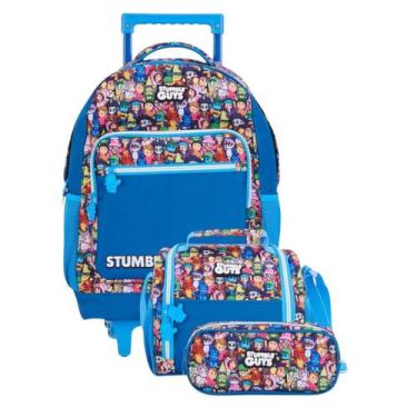 Imagem de Kit Escolar Mochila Rodinhas + Lancheira + Estojo Stumble Guys Xeryus,