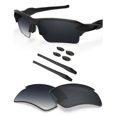 Imagem de BLAZERBUCK Lentes de reposição antisal e kit de meias para óculos de sol Oakley Flak 2.0 XL OO9188, Cinza dégradé cinza, 0