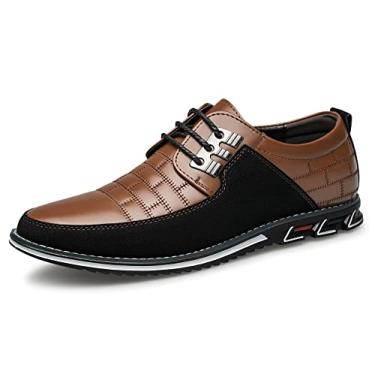 Imagem de Sapato social masculino de couro premium, confortável, casual, Oxford, moderno, mocassim macio, para escritório, trabalho, caminhada, dirigir, Marrom, 41