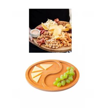 Imagem de Petisqueira Tábua De Frios Redonda Madeira 2 Divisórias