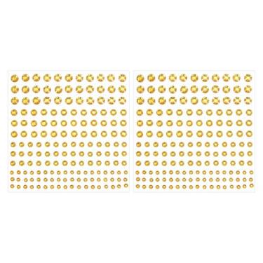 Imagem de Adesivos autoadesivos de strass, 2 peças de adesivos de joias de pedras de rosto folha de enfeite de cristal para artesanato decoração de unhas maquiagem faça você mesmo, ouro claro