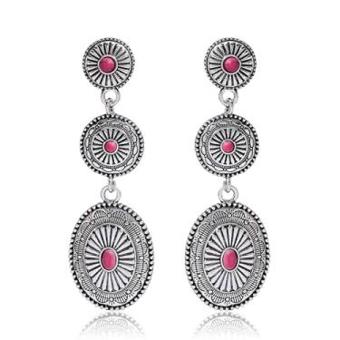 Imagem de Brincos de faroeste, para mulheres, brincos ovais de prata, pendentes, turquesa, joias ocidentais, roupas de concerto country para mulheres