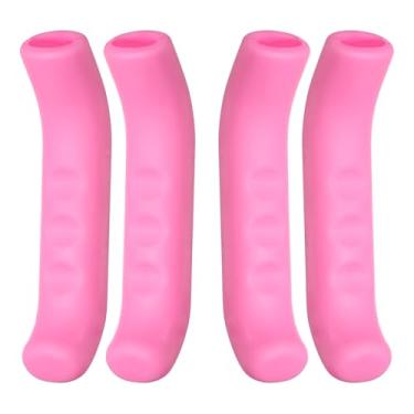 Imagem de 2 pares de capa de alavanca de freio de bicicleta de silicone protetor de manete de freio antiderrapante capa de proteção de manípulo de freio para ciclismo de estrada de montanha, rosa