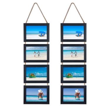 Imagem de Molduras para fotos Lavezee Hanging Collage 4x6, conjunto de 2 pretas