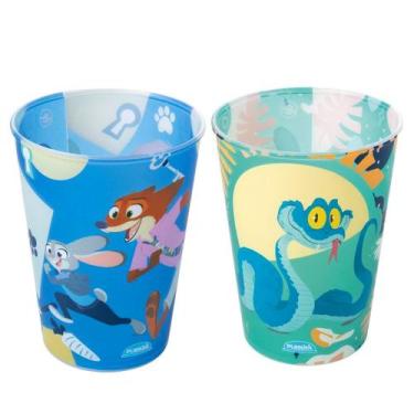 Imagem de 2 Copos Estampa do Filme Zootopia 320ml Plasútil Infantil p/ Suco e Re