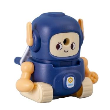 Imagem de GZBABY Apontador de lápis de manivela, apontador manual com função de alimentação automática, formato de tanque fofo (azul)