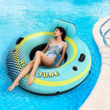 Imagem de Boia Inflável para Adultos 125cm - Espreguiçadeira Flutuante com 2 Porta-Copos, Suporta até 150kg - Ideal para Piscina, Praia, Lago e Rio