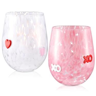 Imagem de Mimorou 2 peças de copos de suco de ícone de dia dos namorados 400 ml com tema de coração, copos para festas, copos duplos reutilizáveis à moda antiga para decoração de bar em casa, presentes