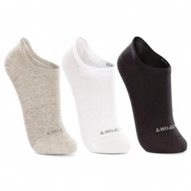 Imagem de Kit meia invisivel lupo ref:03170-089, Mescla, Branco, Preto, 37/0