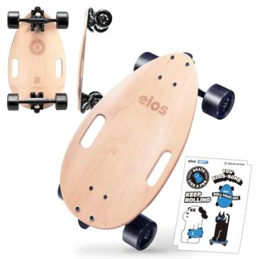 Imagem de Elos Skates Mini Longboard Cruiser - Prancha Cruiser de madeira leve, portátil e durável. Para iniciantes e pilotos experientes (edição de presente - bordo transparente)