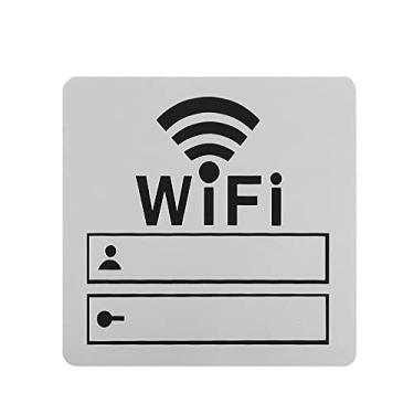 Imagem de Adesivo de parede 3D acrílico sinal WiFi restaurante área pública indicação conta e senha internet (10 x 10 cm, prata)