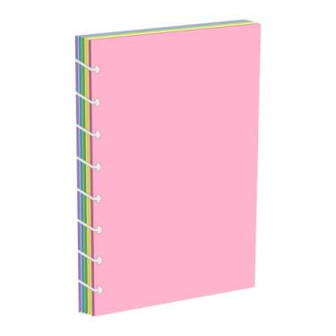 Imagem de NatSumeBasics Refil de papel A5 com 100 folhas/200 páginas, tamanho meia letra de 14 x 20,8 cm para 8 discos, caderno, escritório, material escolar, acessórios (em branco colorido)