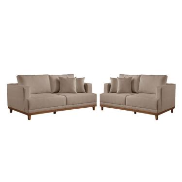 Imagem de Conjunto Sofás 2 E 3 Lugares Estofados M-175 Veludo Martins Bege