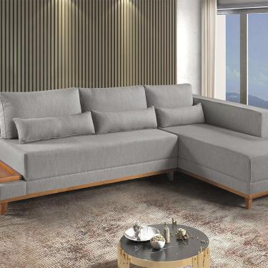 Imagem de Sofá De Canto 4 Lugares Com Chaise M-174 Estofados Martins Cinza