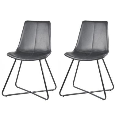Imagem de Kit 2 Cadeiras Brenda Rivatti Poliuretano Preto Base Preta