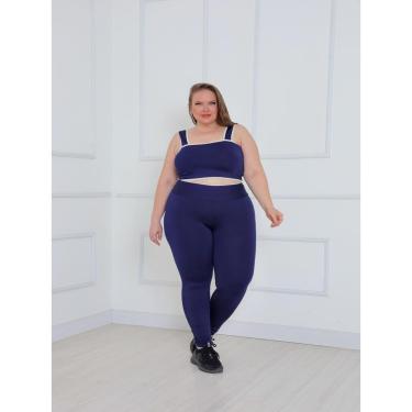 Imagem de Conjunto Fitness Plus Size Feminino Azul G1 – Top e Legging Academia-Feminino