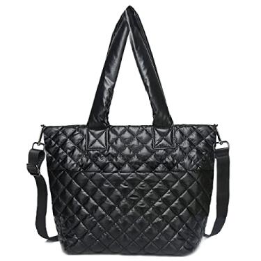 Imagem de Bolsa de nylon para mãe bolsa de compras Utilitária para mulheres, 003 Preto, Large