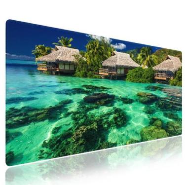 Imagem de Tapete de mouse Winon XXL 80x30cm com bordas costuradas tropicais - Wk