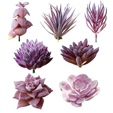 Imagem de Suculentas artificiais, JUSTDOLIFE 10 peças de suculentas artificiais decorativas, mini suculentas artificiais, plantas de plástico para decoração de casa de casamento
